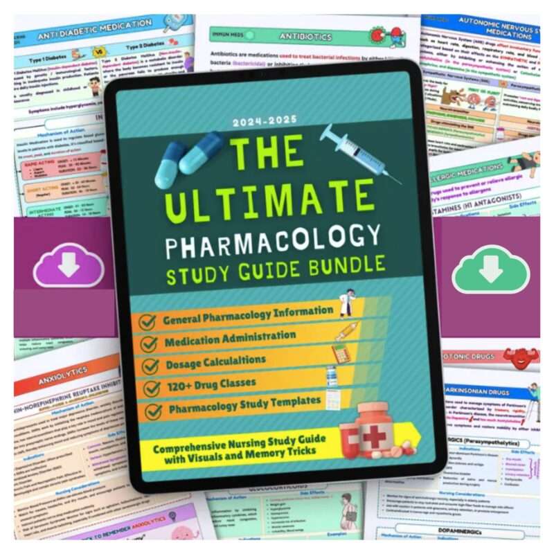 Ultimate Pharmacology Study Guide Bundle 120+ Dosage Calculations, Nursing Notes, Medication Administration Tips & More